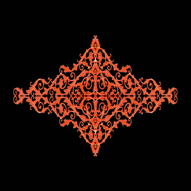 Ornament elements, vintage red floral designs