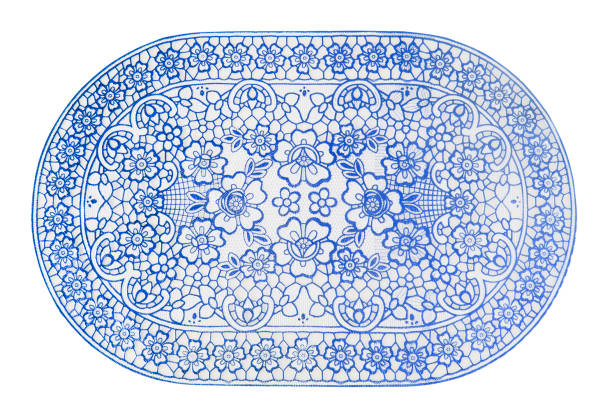 istock Pattern of Plastic blue floral for tablecloth isolated on white background 694812232