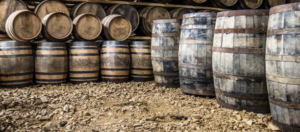 Whisky barrels in the store house
