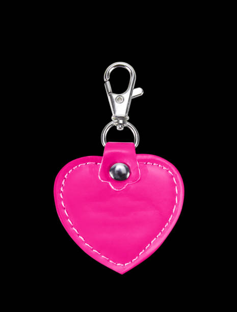 istock Leather Round Keychain with clip lock for Key Isolated on black background 694815336