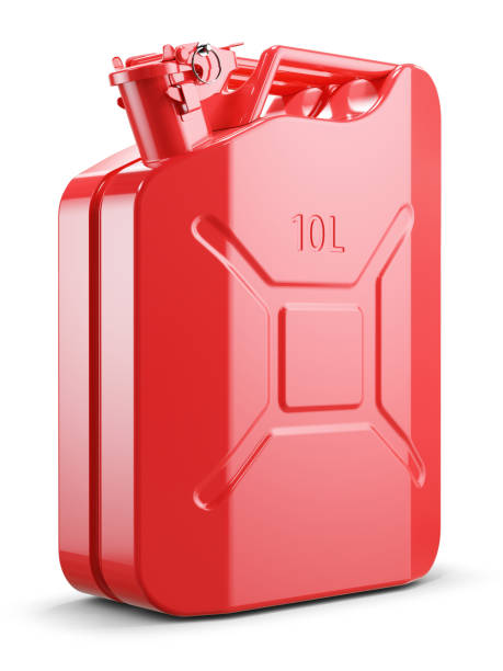 Red metal jerry can isolated