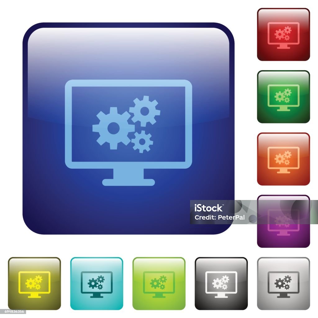 Square Settings Button Screen Settings Color Square Buttons Stock Illustration - Download ...