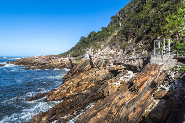 Hanging bridge over River mouth, Tsitsikamma National Park, South Africa