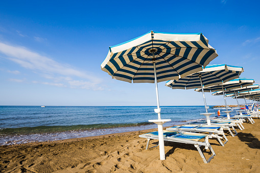 Beach of Santa Severa on the Tyrrhenian Sea in Italy