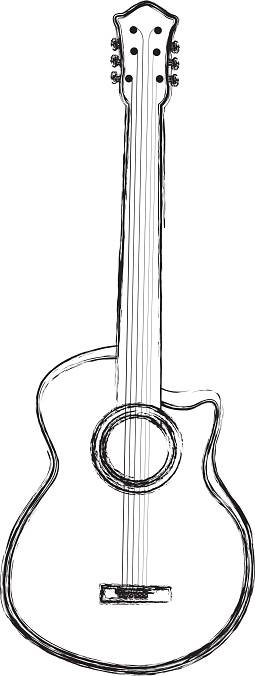 Sketch Draw Guitar Cartoon Stock Illustration - Download Image Now - Black  Color, Guitar, Acoustic Guitar - iStock