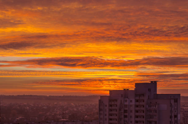 istock Red sunset over the city 694845838