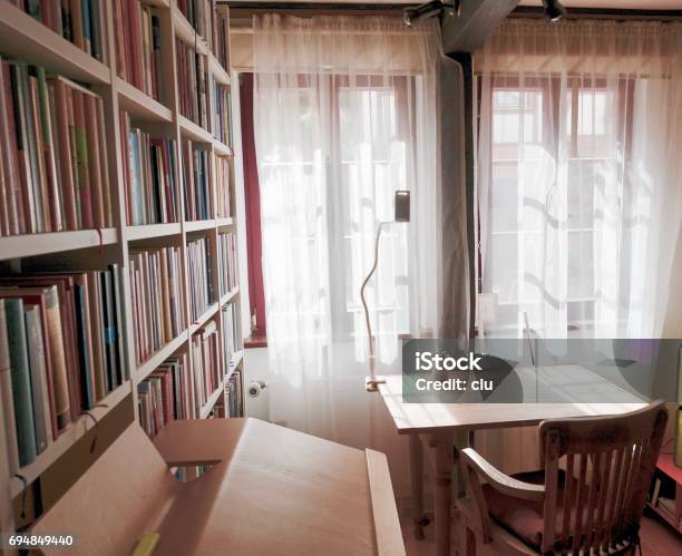 Bookshelf With Many Different Books Stock Photo - Download Image Now - Brown, Desk, Germany
