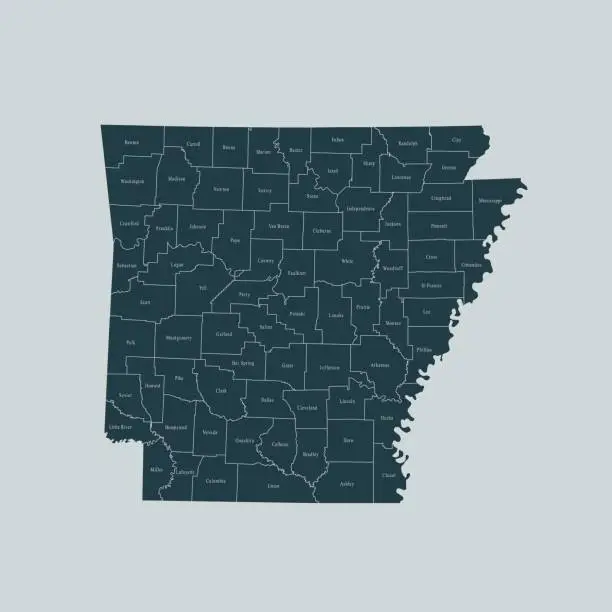 Vector illustration of Arkansas map