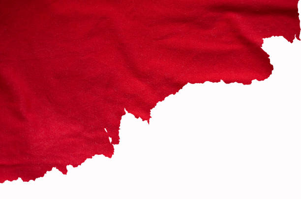 torn red fabric, detail for designers ideas - red cloth imagens e fotografias de stock