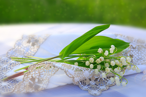 Lily of the valley bouquet on the table