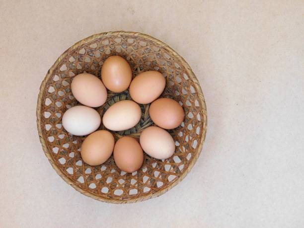 Eggs on wooden background