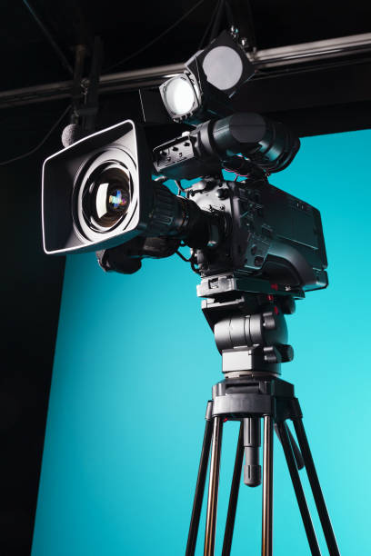 Film camera in the studio Professional digital video camera film studio stock pictures, royalty-free photos & images