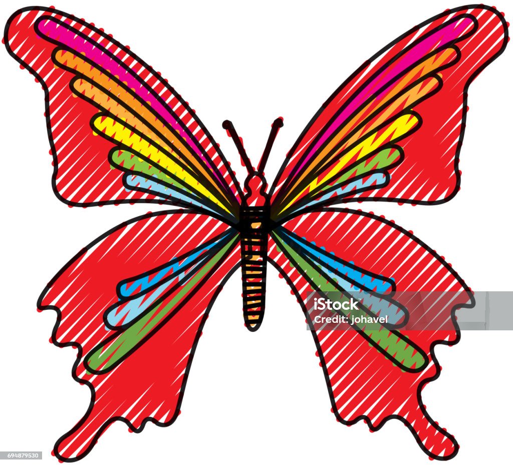 Scribble Butterfly Cartoon Stock Illustration - Download Image Now -  Abstract, Animal, Animal Body Part - iStock