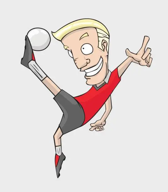 Vector illustration of soccer player action kick the ball.