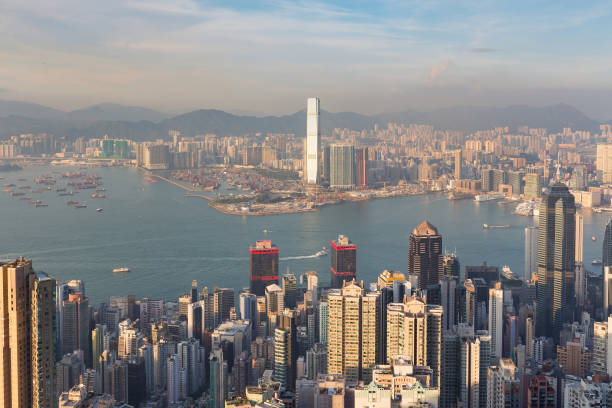 istock High angle view, Hong Kong city central business downtown 694891226