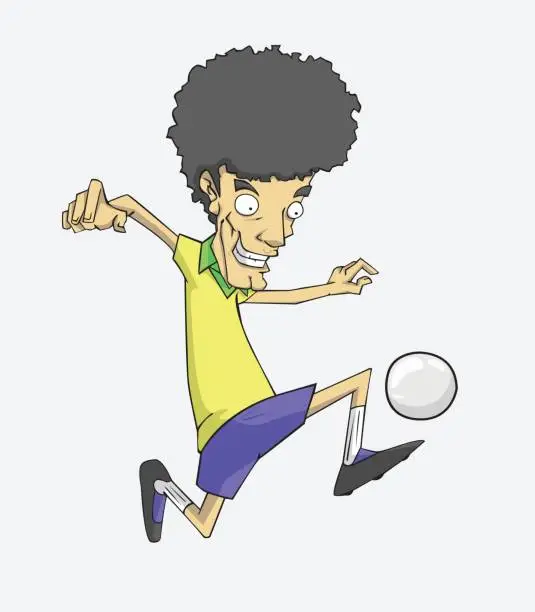 Vector illustration of soccer player action kick the ball.