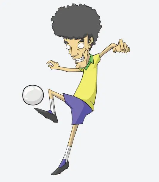 Vector illustration of soccer player action kick the ball.
