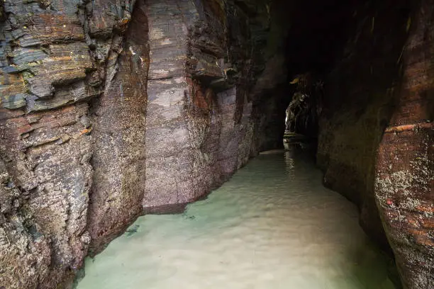 Photo of Cave Mouth on the Coast Beach of the Cathedrals in Galicia - Boca de Cueva en la Costa Playa de las Catedrales en Galicia