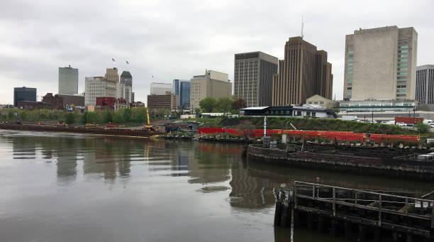 Passiac River Newark New Jersey Waterfront Construction Downtown Skyline
