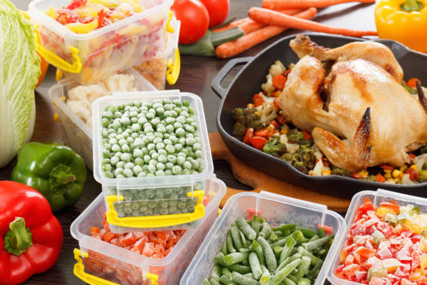 istock Frozen veggies nutrition and roasted chicken food 694900542