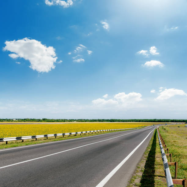 istock asphalt road and blue sky with clouds 694909930
