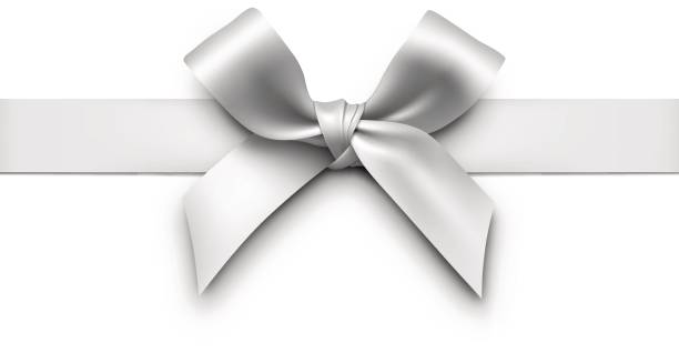 Silver Gift Bow with Ribbon vector art illustration