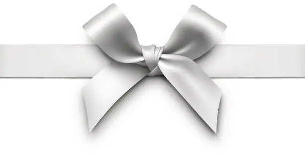 Vector illustration of Silver Gift Bow with Ribbon