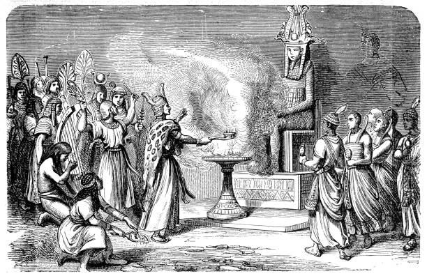 ilustraciones, imágenes clip art, dibujos animados e iconos de stock de sacrificar los sacerdotes en el antiguo egipto - sacrifice play illustrations