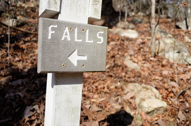 istock Hiking trail sign pointing to falls 694968570