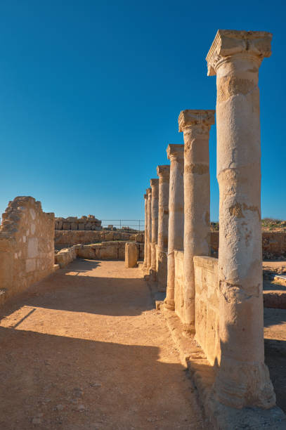 istock Ancient temple columns in Kato Paphos Archaeological Park on Cyprus 694969026