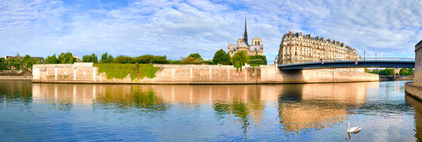 istock Paris, panorama over river Seine with Notre-Dame cathedral 694969040