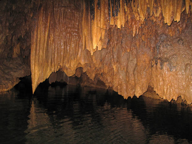 estalactitas en el barton creek cave, belice - deep creek area fotografías e imágenes de stock