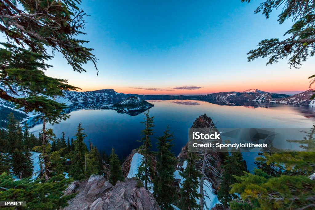 Crater Lake, Oregon Crater Lake, Oregon - US State, Lake, Memorial weekend, Caldera Oregon - US State Stock Photo