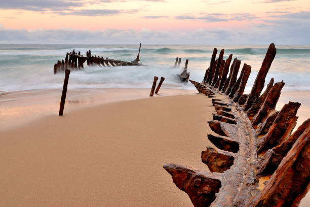 istock Dicky Wreck at dawn on Dicky Beach 694994556