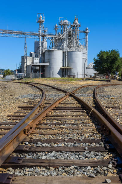 istock Industrial plant with storage containers and walkways 694997458