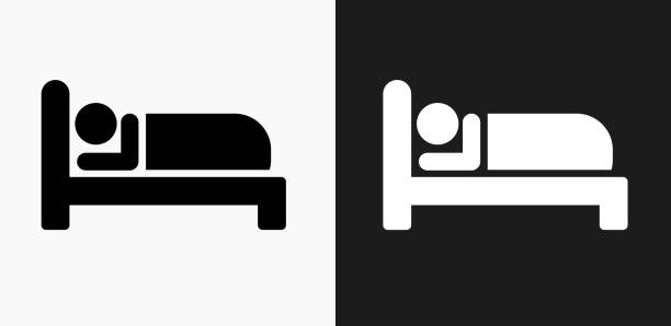 Sleeping Icon on Black and White Vector Backgrounds Sleeping Icon on Black and White Vector Backgrounds. This vector illustration includes two variations of the icon one in black on a light background on the left and another version in white on a dark background positioned on the right. The vector icon is simple yet elegant and can be used in a variety of ways including website or mobile application icon. This royalty free image is 100% vector based and all design elements can be scaled to any size. 1354 stock illustrations
