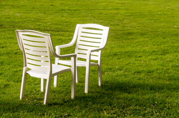 istock 2 garden chairs on a meadow 695012264