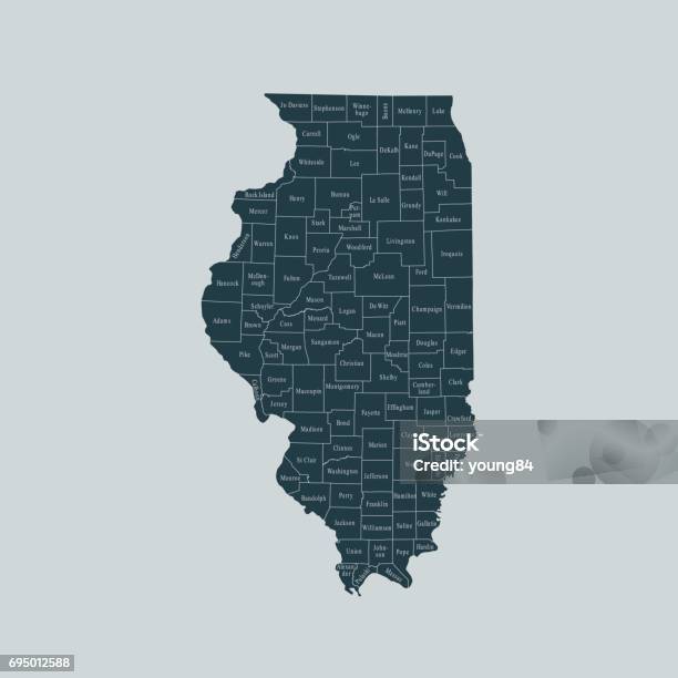 Illinois Map Stock Illustration - Download Image Now - Cartography, Cut Out, Illinois