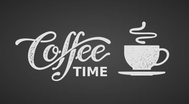 illustrations, cliparts, dessins animés et icônes de temps de café. lettrage isolée sur fond noir - black coffee illustrations