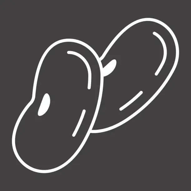 Vector illustration of Beans line icon, vegetable and haricot, vector graphics, a linear pattern on a black background, eps 10.
