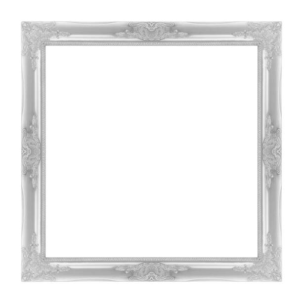 istock The antique  frame on the white background, silver color 695023000