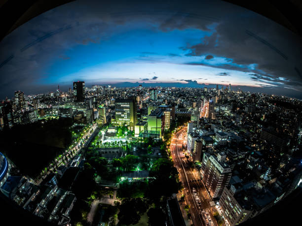 istock Observation room night view in Japan 695041342