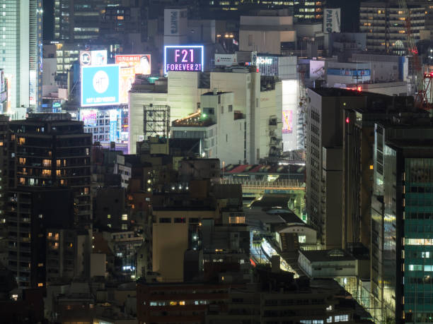 istock Observation room night view in Japan 695041362