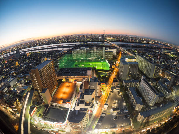 istock Observation room night view in Japan 695041414