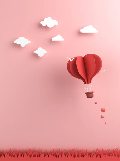 istock Origami made hot air balloon and cloud 695057812