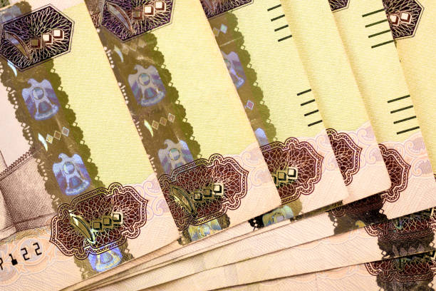 istock Close up Dirhams currency note and coins, AED, United Arab Emirates 695058184