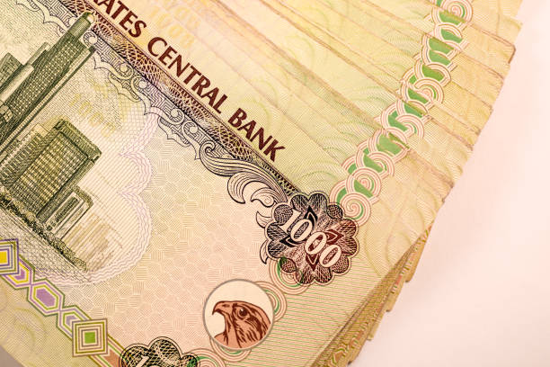 istock Close up Dirhams currency note and coins, AED, United Arab Emirates 695058580