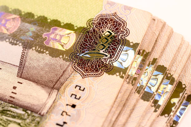 istock Close up Dirhams currency note and coins, AED, United Arab Emirates 695062040