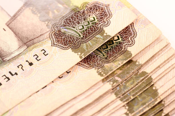 istock Close up Dirhams currency note and coins, AED, United Arab Emirates 695062070