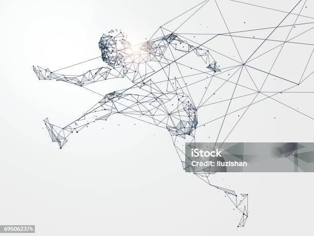 Running Mannetwork Connection Turned Into Vector Illustration Stock Illustration - Download Image Now